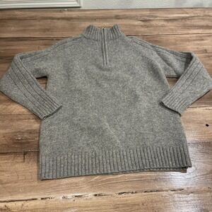 Catullus Mens small Gray 100% Wool Knit Quarter Zip Sweater Pullover